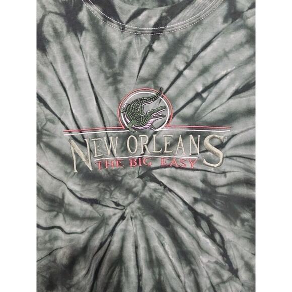 Men's Green Tie-Dye New Orleans The Big Easy Embroidered T-Shirt Size M NWOT - Picture 2 of 8